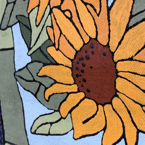 Sunflower Denim Jacket Hand Painted Country Girl Cottagecore Chic Autumn - Picture 10 of 13